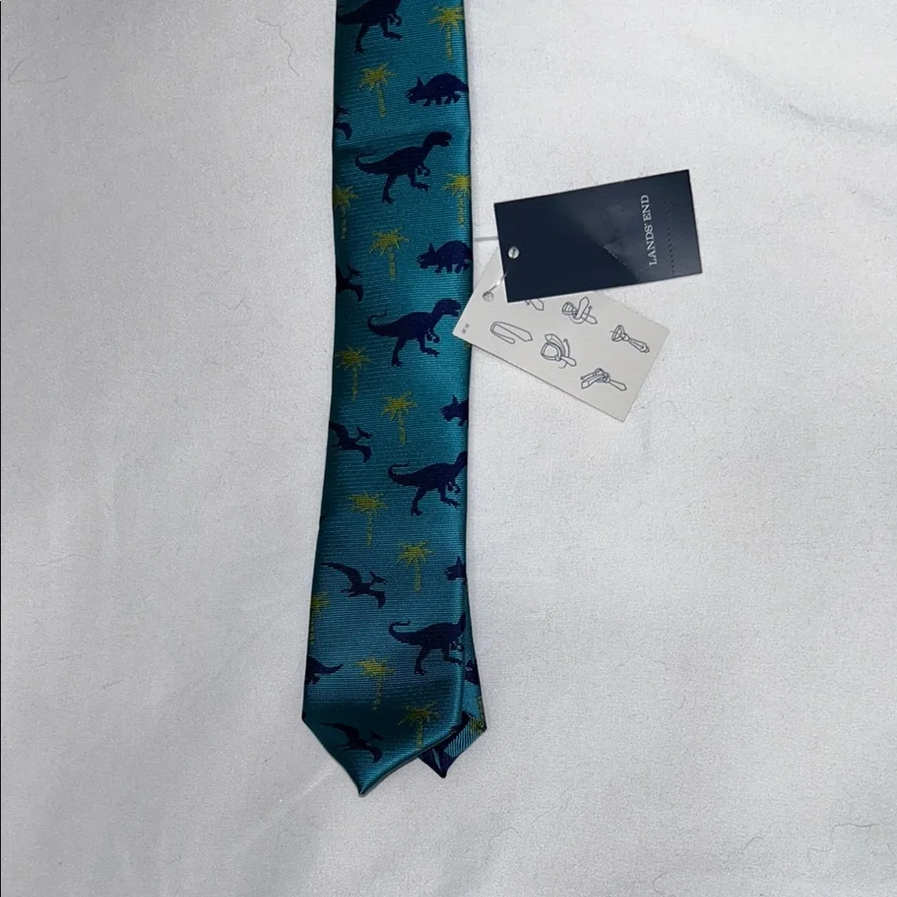 Lands' End Kids Dinosaur Tie - Teal and Navy